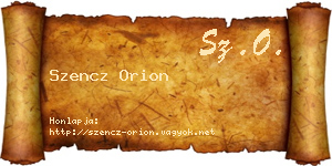 Szencz Orion névjegykártya